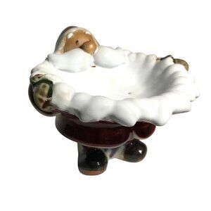 Ceramic Santa Claus Candy Dish / Soap Holder Figurine Christmas Decor